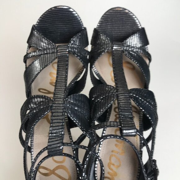 Sam Edelman Metallic Strappy Stiletto Sandals - Picture 7 of 9